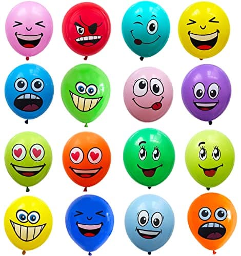 Émoticônes Ballons, RosyFate 100 Ballons Smiley, Ballons en Latex, Ballons Emoticones Amusant, Assortiment D'émoticônes Ballons, Accessoires de Fête Evènement Soirée Décoratif (B)