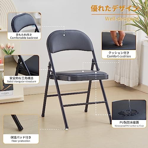 BOOSDEN Lot de 2 Chaises Pliantes, Chaise Pliante Confortable, Chaise Pliante Salle a Manger,Chaise pliante rembourrée, Chaises Pliantes pour Cuisine, Bureau, extérieur, Jardin, Charge maximale 136 kg