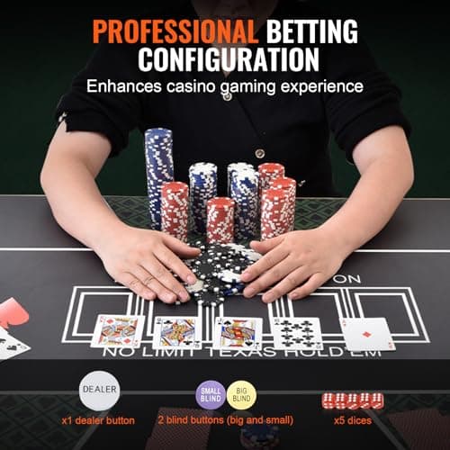 VEVOR Mallette de Poker 300PCs Jetons de Poker en Plastiques PS 11,5 g 40x3,3 mm avec 2 Jeux de Cartes 1 Bouton de Croupier et 2 Boutons Blind pour Blackjack Texas Jeux de Hasard Casino à Domicile