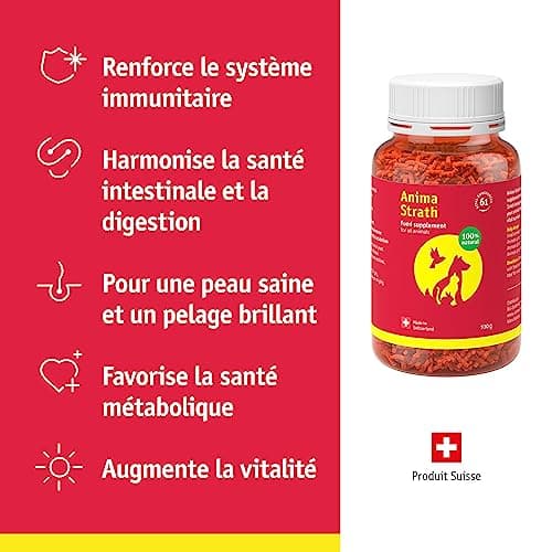 ANIMA-STRATH - Supplément de Levure Végétale - pour Chiens - 61 Micronutriments - Favorise la Santé - Garnitures de Nourriture pour Chiens - Végétarien - Granulés - 100g