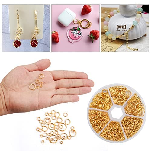 Lot de 690 anneaux ouverts doubles ronds dorés avec petite boîte de rangement, 4, 5, 6, 8, 10, 12 mm, anneaux ouverts à double boucle pour la fabrication de bijoux, petit porte-clés pendentif outil de