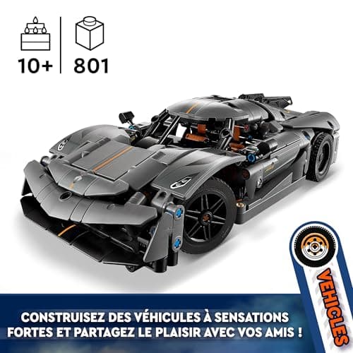 LEGO Technic Hypercar Koenigsegg Jesko Absolut Grise - Set de Construction - Véhicule pour Enfants - Maquette à Construire - Cadeau pour Les Passionnés de Sport Automobile 42173