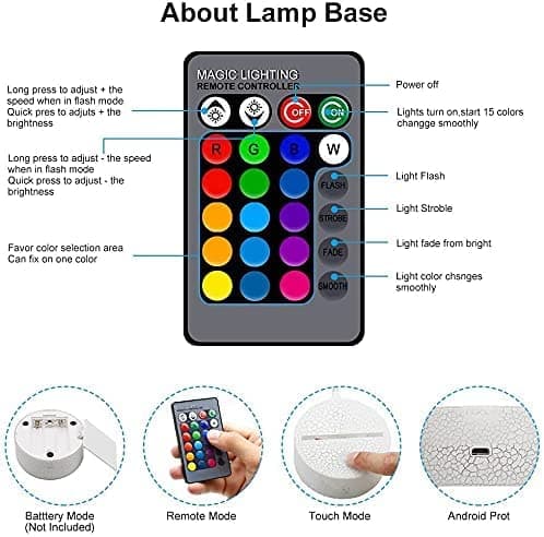 INTUPGD NTUPGD Basketball Veilleuse pour enfants, Veilleuse basket ball 3D Lampe 16 Couleurs Changeantes à intensité variable, Cadeau d'anniversaire et Décoration De Fête Lampe 3D