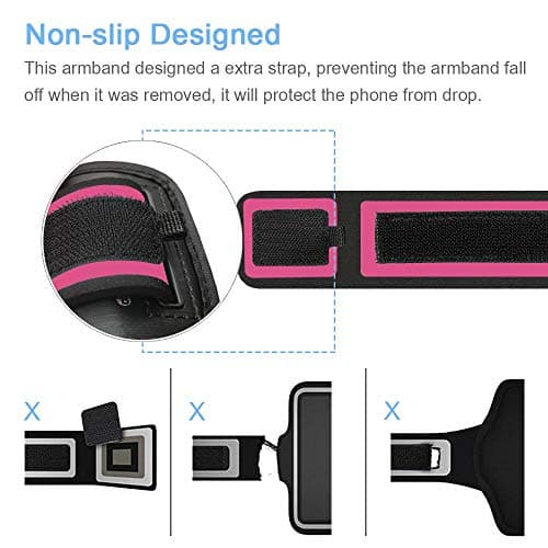 iPhone 15 14 13 12 11 Brassard, JEMACHE Gym Course Exercice Sport Telephone Armband Coque pour iPhone 15, 14, 13, 12, 11, XR avec Porte Carte (Rose)