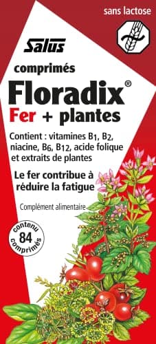 Salus Floradix Fer + Plantes - Formule Liquide Anti-Fatigue Riche en Fer - Enrichi en Vitamine C pour une Bonne Absorption - 84 comprimés