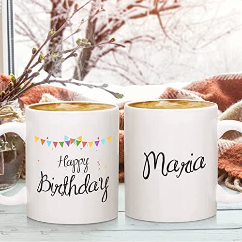SECOGM Tasse Personnalisée Les 2 Côtés Avec Photo et Texte -Mug Personnalisé-Cadeau Fete Des Mere pour Maman Meilleur Ami Anniversaire-Polices et Couleurs Personnalisée-11Oz