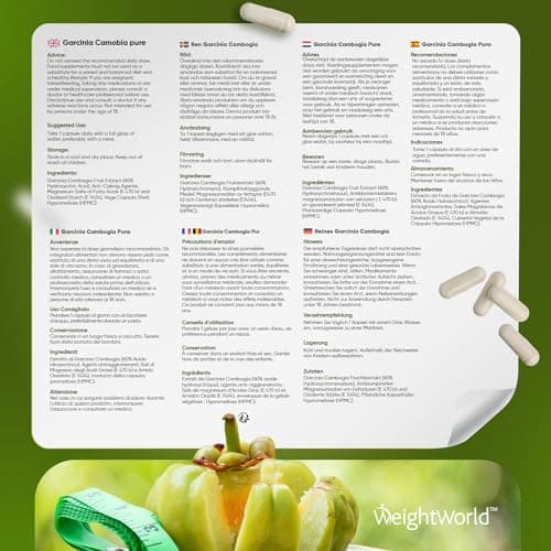 Garcinia Cambogia Extrait 60% HCA - 60 Gélules Vegan - Garcinia Cambogia Extra Fort Riche en Acide Hydroxycitrique - Source Vitamine C et Chrome - 1000mg/ Jour (2 Mois) Idéal Pour Diet Detox, Keto