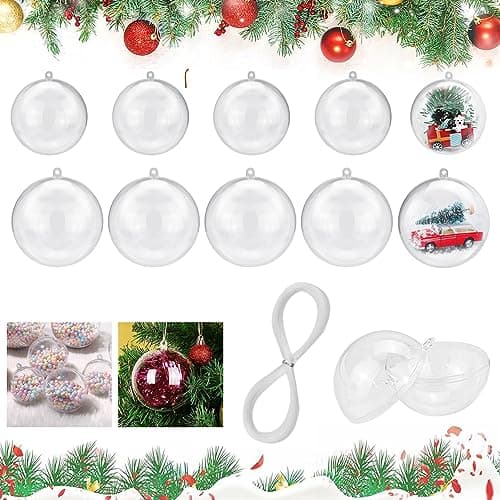 LIMITADA 40 Pcs Boule de Noël Transparente 4/5 cm Boules Transparentes à Remplir en Plastique Boules Transparentes à Garnir Séparables Petite Boule Transparente Sapin pour Décoration Arbre de Noël DIY