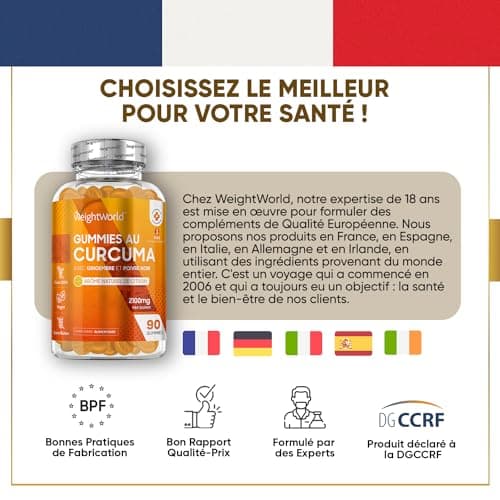 Curcuma gummies 2100mg, 90 Gummies Vegan (3 Mois) - Goût Citron - 95% de Curcuminoïdes - Faible en Sucre - Curcuma Gingembre Poivre Noir - Alternative au Curcuma en Gélules - Forte Absorption