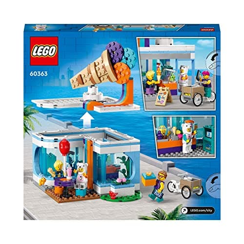 LEGO 60363 City La Boutique du Glacier, Jouet pour Enfants Dès 6 Ans avec Vélo Cargo et 3 Minifigurines, Cadeau d'anniversaire pour Garçons, Filles, Set 2023