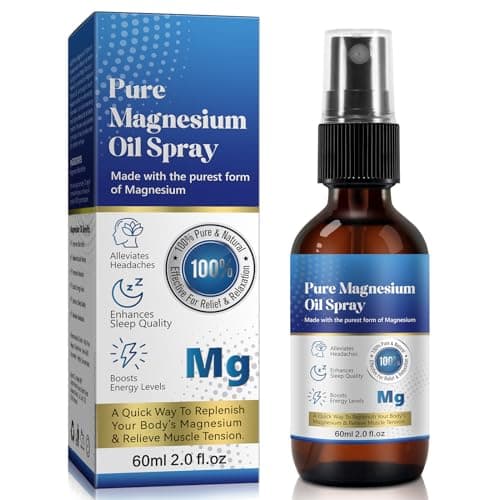 Spray d'huile de magnésium 100% organique et naturel (60ml), supplément de magnésium pour le corps, Spray d'huile de magnésium pur, Spray de magnésium pour les articulations, sans gluten