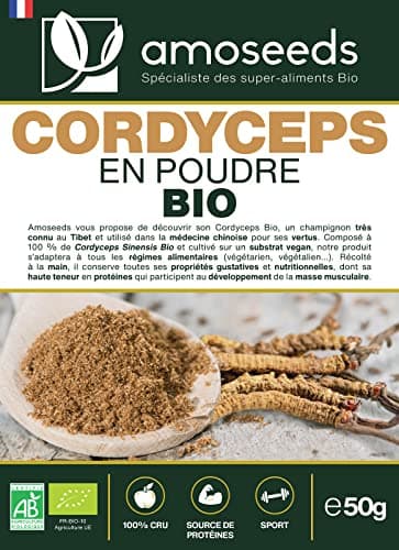 Cordyceps en Poudre Bio 50G | Qualité Supérieure | Anti-fatigue, Anti-stress, Énergie, Immunité