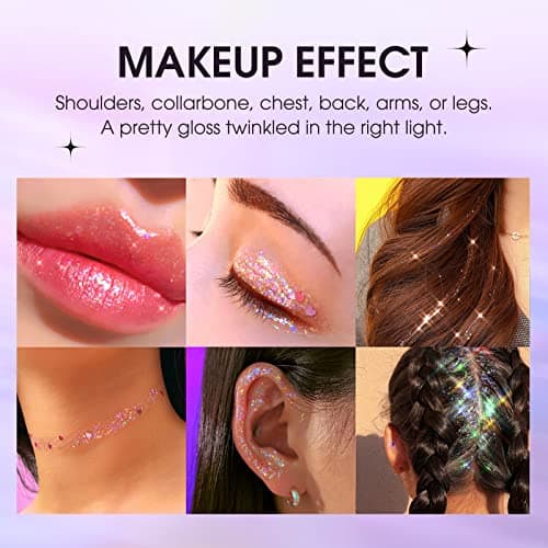 Gel Paillettes Corps, MKNZOME 4 pièces Paillette Visage Festival Maquillage Paillette Visage Gel Paillette Cheveux Glitter Makeup Colle gel Scintillant à Paillettes Longue Durée pour Fête Noël Pâques