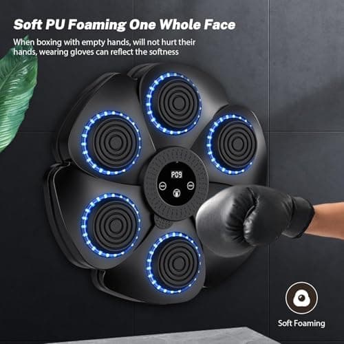 Générique Updata Machine de Boxe Musicale,2024 Nouvelle Modèle Mural Professionnel Entraîneur de Boxe,Mode Bluetooth avec lumières LED et Gants de Boxe,9 Le Mode de Vitesse et de décompte