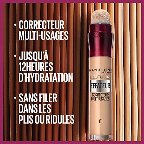 Maybelline New York - Anti-cernes/Correcteur Fluide - Instant Anti-Age L’Effaceur - 02 Beige Nu - 6,8 ml Crème