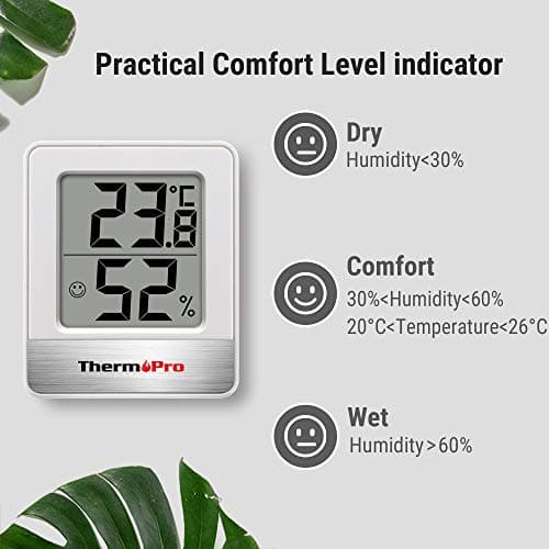 ThermoPro TP49 Petit Hygromètre Numérique Thermomètre Intérieur Thermomètre D'ambiance Moniteur de Température et Humidimètre pour Le Confort du Bureau à Domicile Thermomètre de Reptile