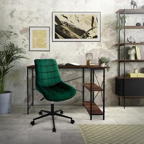 ML-Design Chaise de Bureau, Vert, en Velours, Réglable en Hauteur, Assise Rembourrée avec Piètement Métallique, Dossier Ergonomique, Fauteuil Pivotante sur 5 roulettes Doubles, Tabouret Home Office