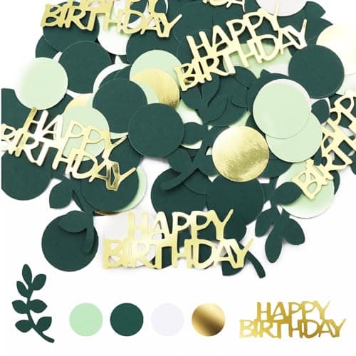 ZYNERY 500 Pièces Confettis Anniversaire, Confettis Pour Decoration de Table, Confettis Anniversaire Verts et Dorés, HAPPY BIRTHDAY Confettis pour Deco Table