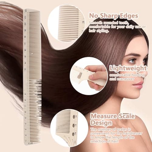 Lot de 10 Peignes Professionnels de Coiffure, Peigne en Fibre de Carbone avec échelle, Brosse à Cheveux Antistatique Résistante à la Chaleur, pour Salon de Coiffure ou Fournitures de Maison