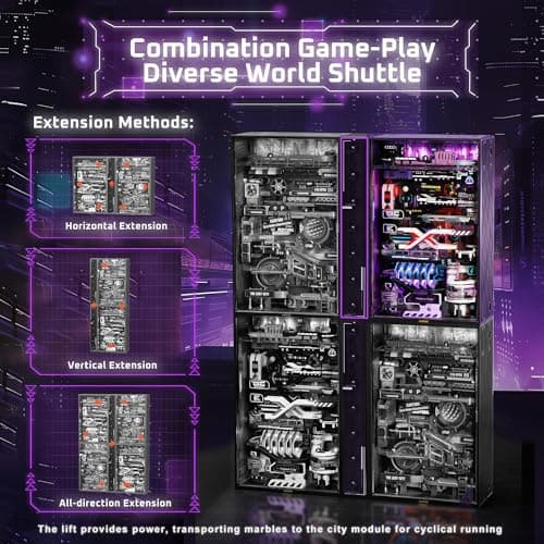 ROBOTIME Puzzle 3D Maquette a Construire Future City Circuits de Billes, LED Obscurité Lumineuse, Cadeaux Décoration pour Hommes, MR02S