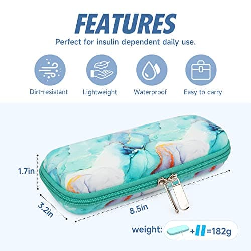 YOUSHARES Pochette Isotherme Insuline -Trousse Isotherme Medicament pour Stylo d'insuline, Seringues, Aiguilles et d'autres Accessoires Medicaux pour Diabétique avec 2 Sac de Glace(Marbre Vert)