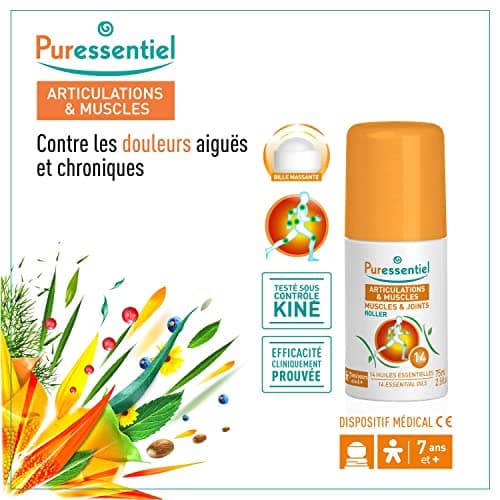 Puressentiel - Articulations et Muscles - Roller aux 14 Huiles Essentielles - Soulage les douleurs musculaires, articulaires et les courbatures – Dos, genoux, jambes du sportif - 75 ml