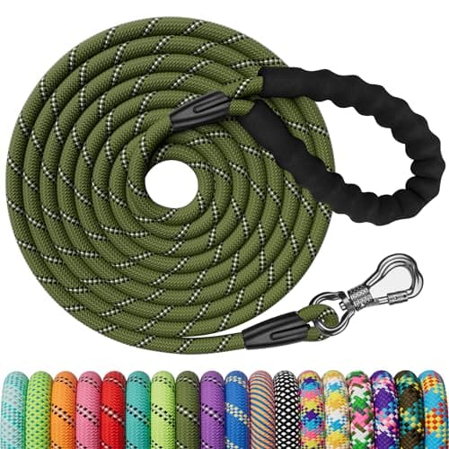 X XBEN Longe pour Chien, 3M 5M 10M 15M 20M 25M 30M Laisse de Dressage pour Chien, Laisse pour Chien avec Poignée Confort et Mousqueton Verrouillable, Longe Robuste pour Petits, Moyens et Grands Chiens