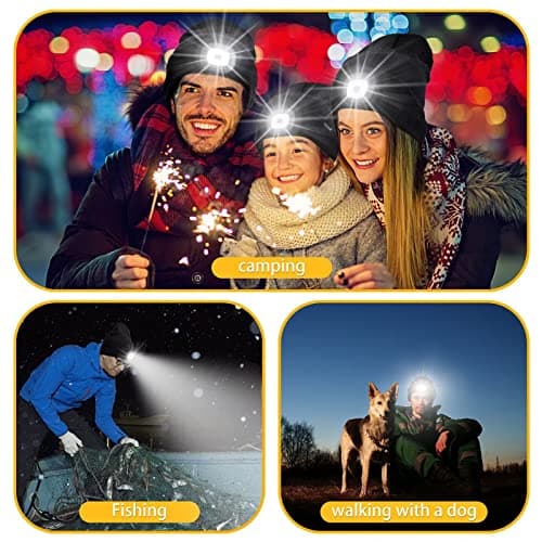 COTOP Bonnet Lumineux, Cadeau pour Hommes Femmes, Bonnet LED Tricoté d'hiver Chaud, Bonnet Lumineux Unisexe pour Course, Camping, Randonnée, Activités Nocturnes