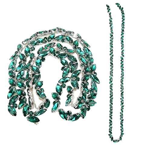 Chaîne en strass, chaîne en verre à franges en strass pour la fabrication de bijoux à bricoler soi-même, couture artisanale, breloques de chaussures, décoration de mariage(Vert)
