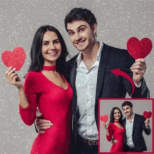 ADRTKBN Diamond Painting Personnalisé Photo, Diamant Painting Personnaliser 5D Broderie Diamant Kit Complet, Custom Peinture Diamant Adulte DIY Perle Diamant Broderie Photos Arts Mur Décor, 30x30cm