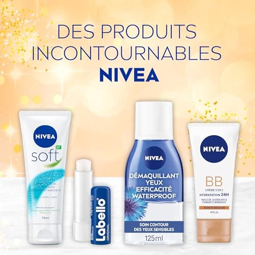 NIVEA Calendrier de l'Avent 2024 pour 24 jours de surprises, Coffret cadeau NIVEA pour patienter jusqu’à Noël, Calendrier de l'Avent beauté femme avec soins visage corps & lèvres