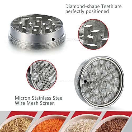 Ball Grinder Moulin à épices, Spespo Herb Moulin Broyeur Avec Pollen Catcher 2", Alliage de zinc durable, pour Herbes, Pollen, Fleurs, Emballage coffret cadeau noir