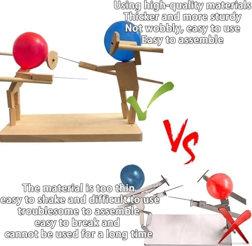 Jeu De Combat De Ballons En Bambou ,Faite à La Main, PoupéE De Fencing En Bois, Pour 2 Joueurs Pour Des Batailles De Ballons Passionnantes, Jeu De FêTe Rapide Pour Enfants Et Adultes (100 Ballons)
