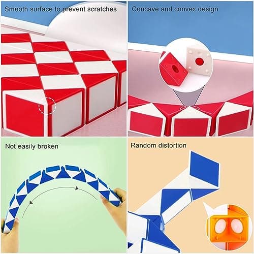 Nutabevr 12 Pièces avec 24 Blocs Serpent Magique Snake Puzzle,Twist Puzzle,Cadeau invité Anniversaire pour Enfant,Casse Tete Enfant, Mini Magic Snake Cube, pour Enfants et Adultes