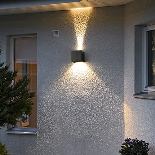 2 Pack Applique murale exterieur interieur LED Lampe murale extérieures moderne Noir 6W Blanc naturel 4000K IP65 Étanche carrée en aluminium Réglage de l'angle d'éclairage Design facile à installer