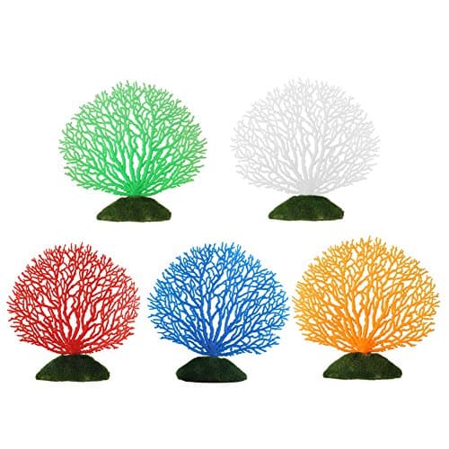 Fdit Ornements Artificielle Décoration Corail Plante Ornement Silicone Décoration Artificielle pour Aquarium Réservoir Poissons(Bleu)