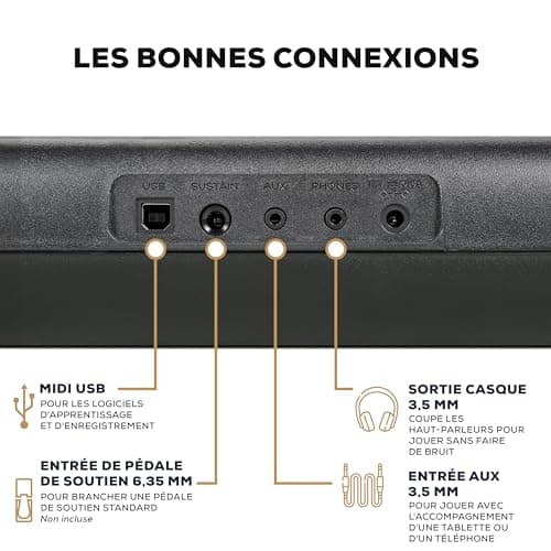 Alesis Melody 61 MK4 Clavier Piano 61 Touches avec Accessoires | Portable, 300 Sons, Modes Split/Layer, Inclus Cours, Stand, Banquette, Microphone et Casque, pour Débutants