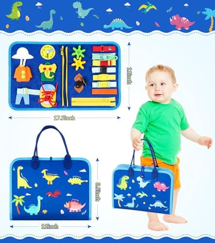 Gontence Busy Board pour Enfants | Busy Board Montessori Jouets pour 2 3 4 5 Ans - Jouets Éducatifs Tout-Petit Voyage - Dinosaure Cadeaux pour Garçon Filles