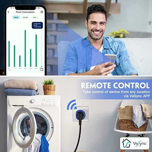 Prise Connectée, GreenSun Prise Programmable, Prise Compteur d'Énergie, Prise Connectée Alexa, Prise Minuteur, Prise Telecommande sans fil, 2PCs