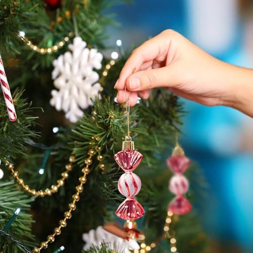 Zfseyuh 24 Pièces Ornements de Sucettes de Noël,Décorations Sapin de Noel Bonbon,Christmas Tree Candy Canes pour Fête de Décoration Noël Nouvel