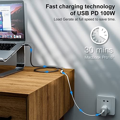 CAKOBLE Câble d'extension USB 3.2Gen2 0,5M,20Gbps 100W/5A Rallonge USB C Mâle et Femelle Compatible USB C 3.2, USB 3.1, USB 3.0, 4K@60Hz Cable USB C Compatible USB C Hub/Dell XPS/USB C Charger
