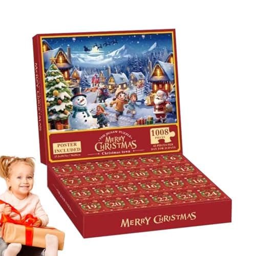 Puzzle Calendrier de l'Avent 2024,Puzzle Calendrier de l'Avent - Puzzle du compte à rebours en classe - Puzzles de calendrier de Noël, puzzle de calendrier de compte à rebours de Noël pour les