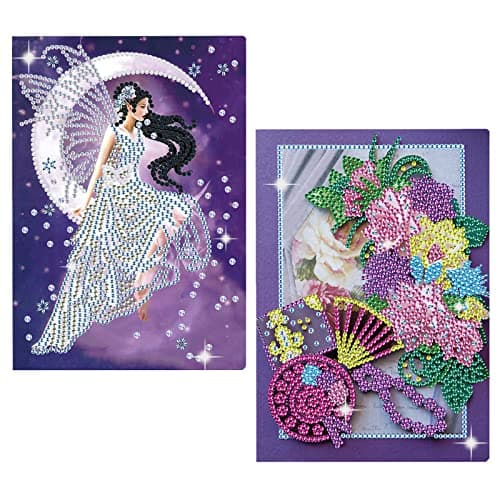 DCIDBEI 2 Pack A5 Carnet Broderie Diamant Carnet de Voyage A5 Diamond Painting Carnet de Notes Diamant Painting Carnet de Note Fleurs Fée Cahier Diamond Painting Journal de Suivi Journal Intime Adulte