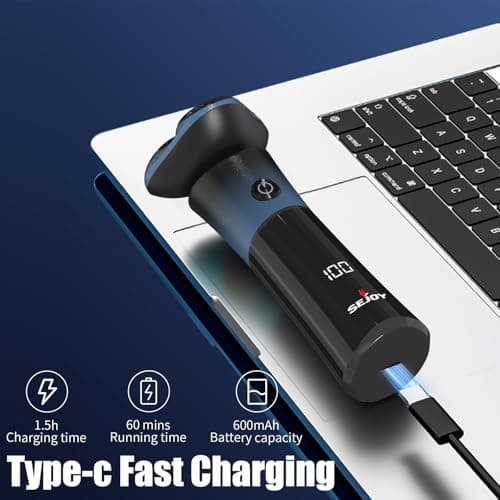 Sejoy Rasoirs électriques rechargeables pour homme, tête magnétique avec lame à dégagement rapide, auto-affûtant, IPX6, rasoirs électriques longue durée pour homme, Skyline