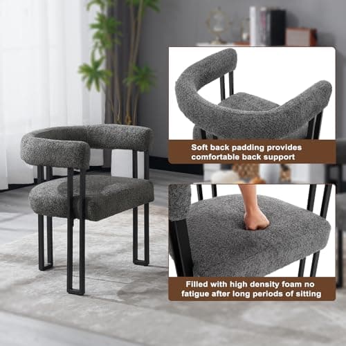 WOLTU Lot de 4 Chaises de Salle à Manger, Chaise Cuisine en Chenille, Chaise Salon avec Pieds en Métal, Fauteuil Chambre, Siège Rembourré, Chaise Moderne, Gris Foncé, EZS25dgr-4