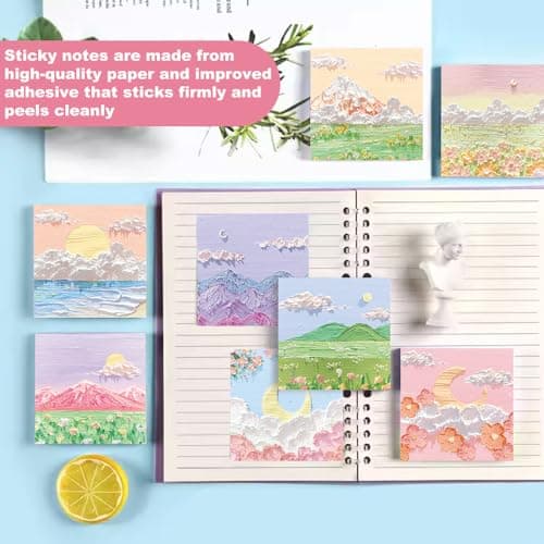 ANTHYTA 640 Pièces Notes Autocollantes Colorés, Notes Autocollantes Colorées 80x80mm, Notes Sticky, Super Sticky Notes Carrées, Notes Adhésives Roses pour École, Bureau, Maison, Réunion