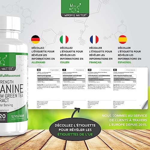 MM L Theanine | 120 Theanine Gélules A Base de Thé Vert - Extrait de The Vert A Haute Teneur fournissant 400 mg de L-Theanine par portion | Sans OGM Sans Gluten | Fabriqué au Royaume-Uni