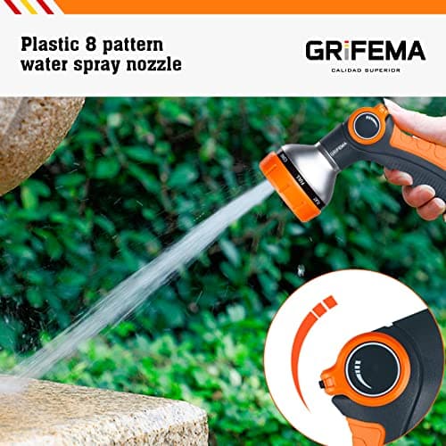 GRIFEMA GE1303 Pistolet arrosage du jardin 8 modèles réglables, pulvérisateur multifonctionnel avec débit d'eau contrôlable, lavage de voiture, nettoyage de cour, Exclusivité Amazon