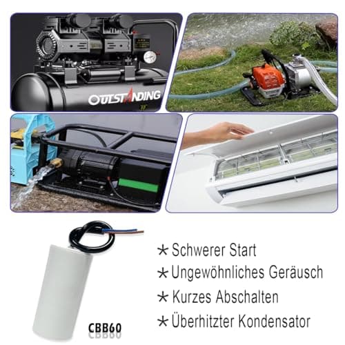CBB60 450v 16uf 50/60HZ condensateur de démarrage, condensateur de moteur, condensateur de moteur, condensateur microfarad avec fil ANGEEK