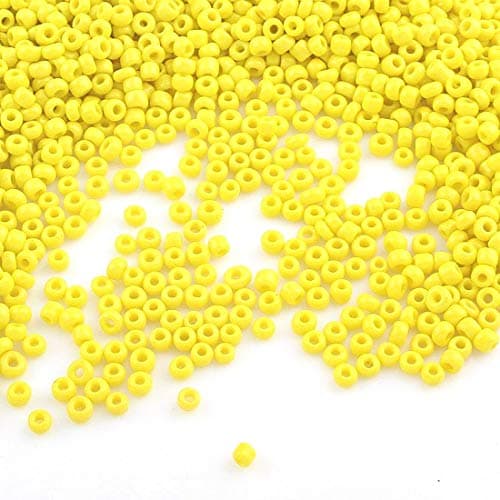 Perlin Lot de 30 000 perles de rocaille en verre opaque jaune 2 mm 450 g 11/0 pour textile - Mini perles pour loisirs créatifs